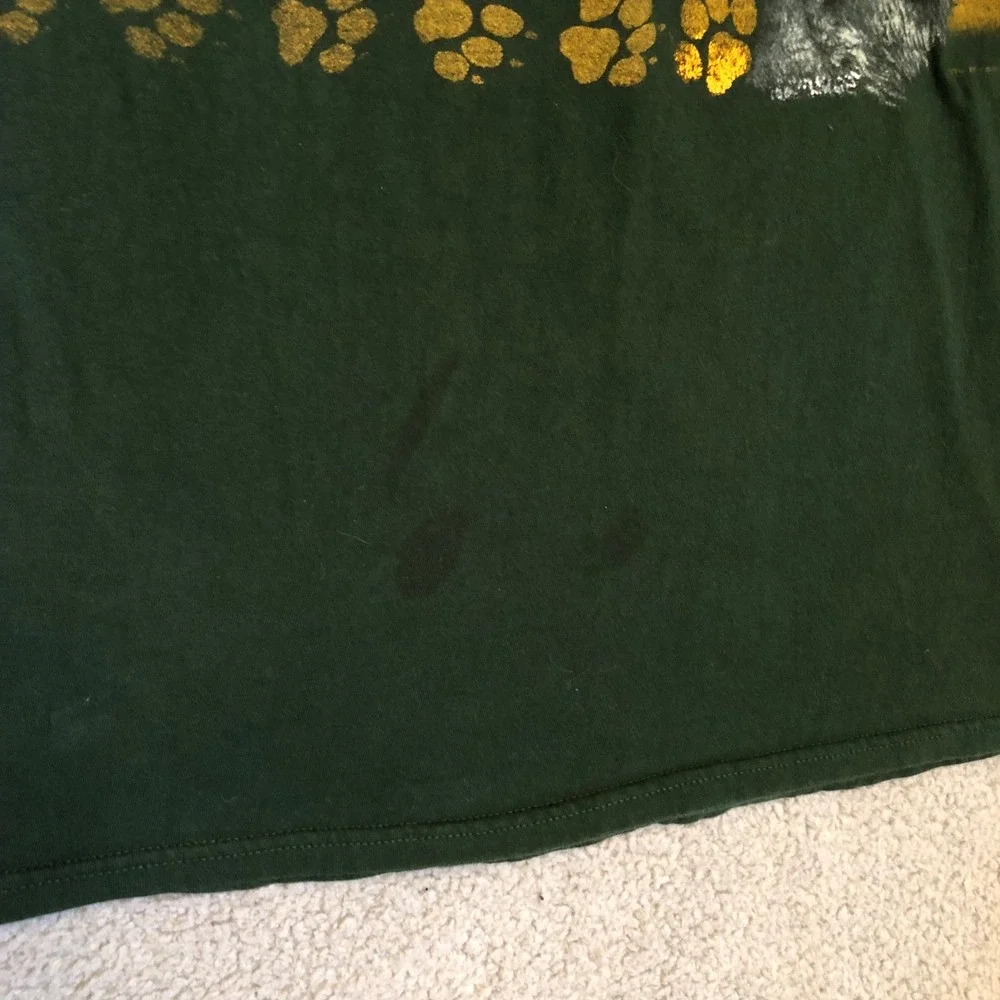 M&O Knits HeavyWeight Wolf Pack Graphic T-Shirt Forest Green Mens Large‎ Vintage